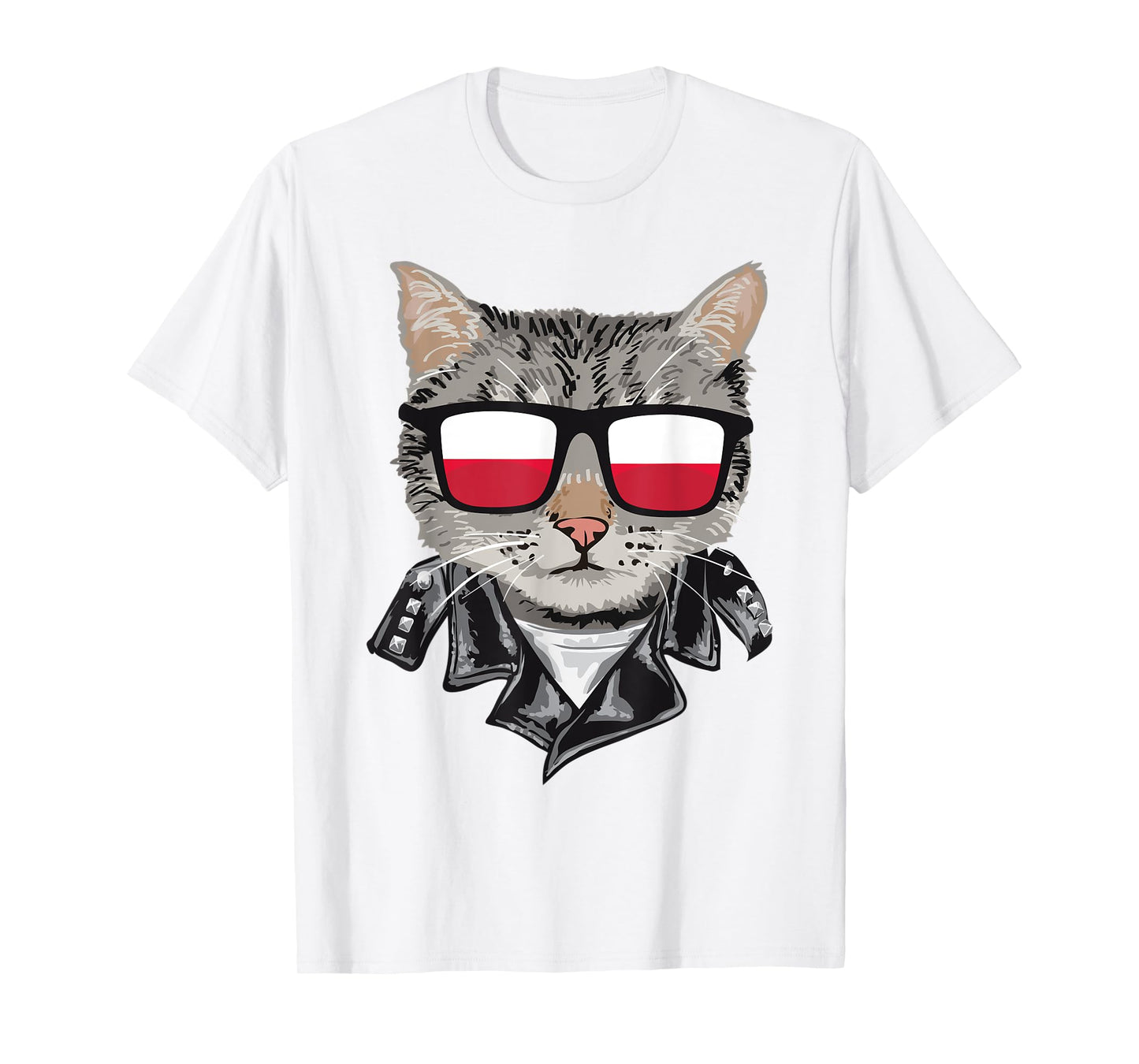 Cat Poland Flag Sunglasses - Cool Polish Cat T-Shirt