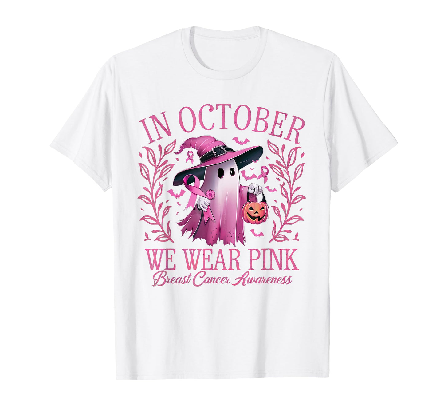 In October We Wear Pink Breast Cancer Awareness Halloween T-Shirt