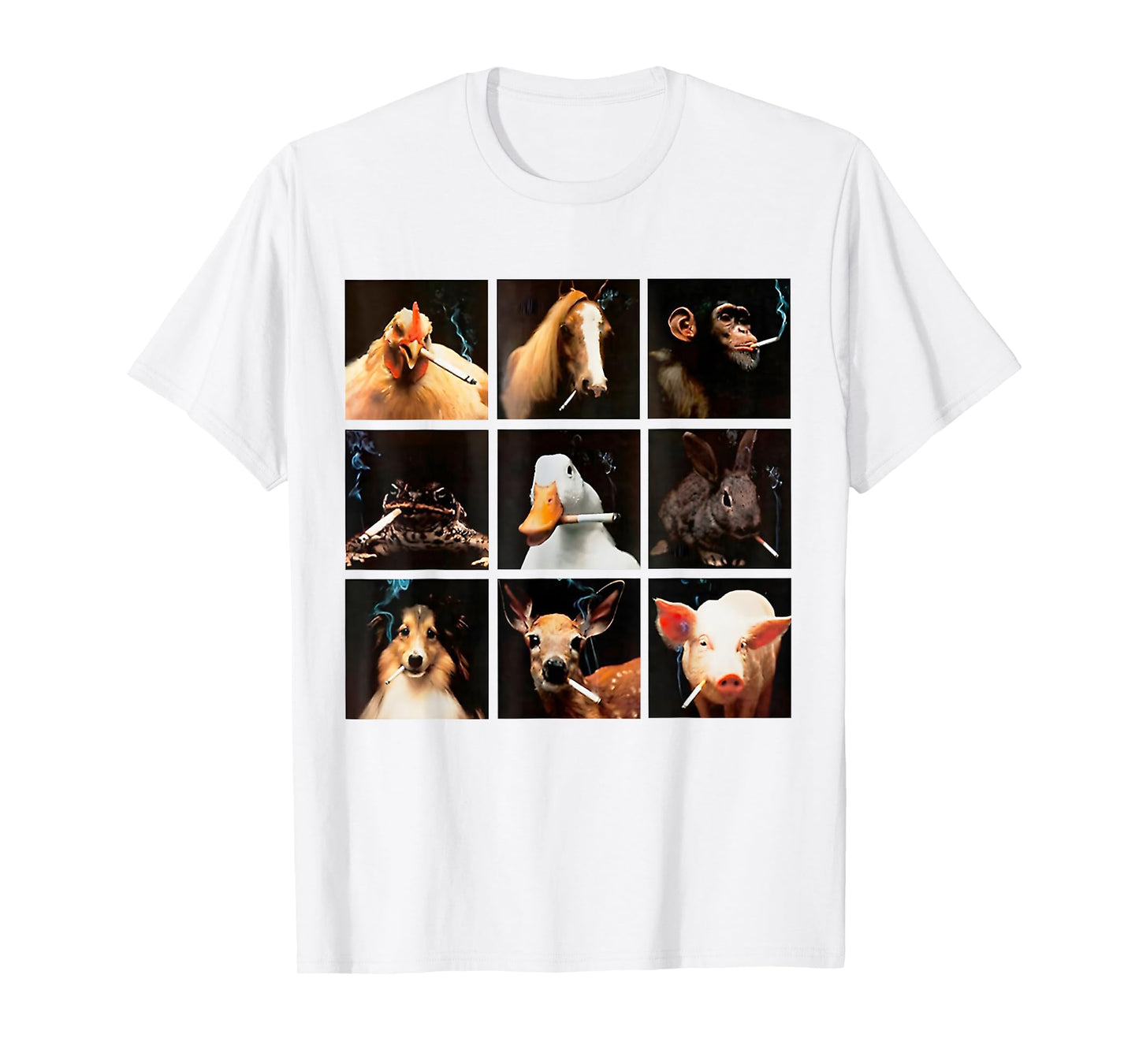 Funny Animals Smoking Mens Women Cute Cat Dog Duck Meme T-Shirt