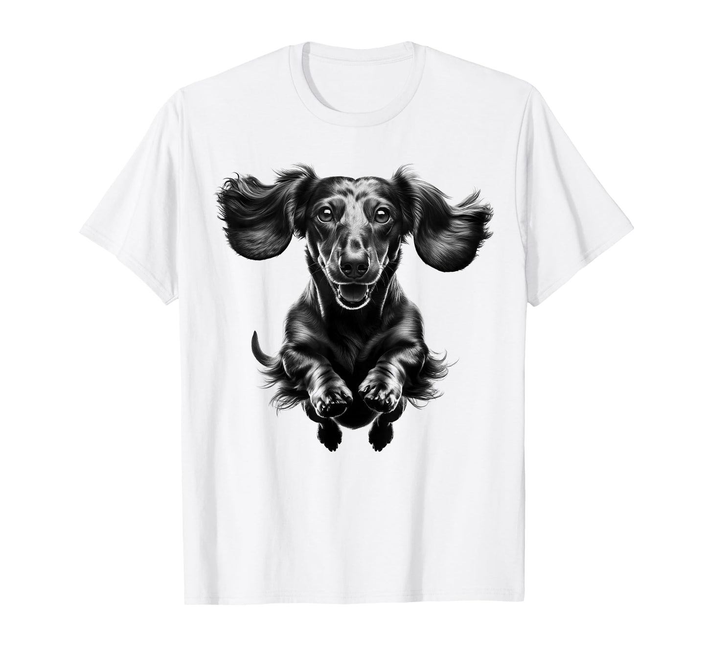 Funny Dachshund in Jump as a Cool Portrait T-Shirt