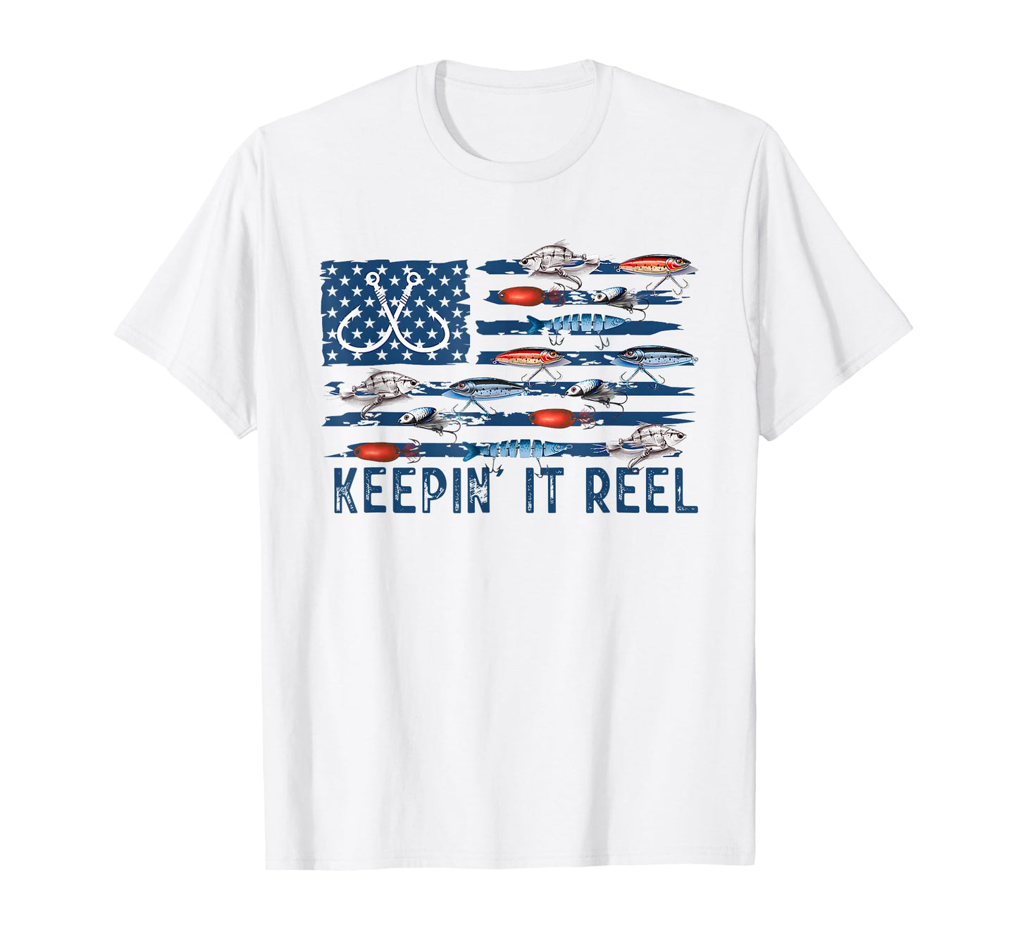 Keepin' It Reel Fishing Lure Flag Fisherman Bass Fishing T-Shirt