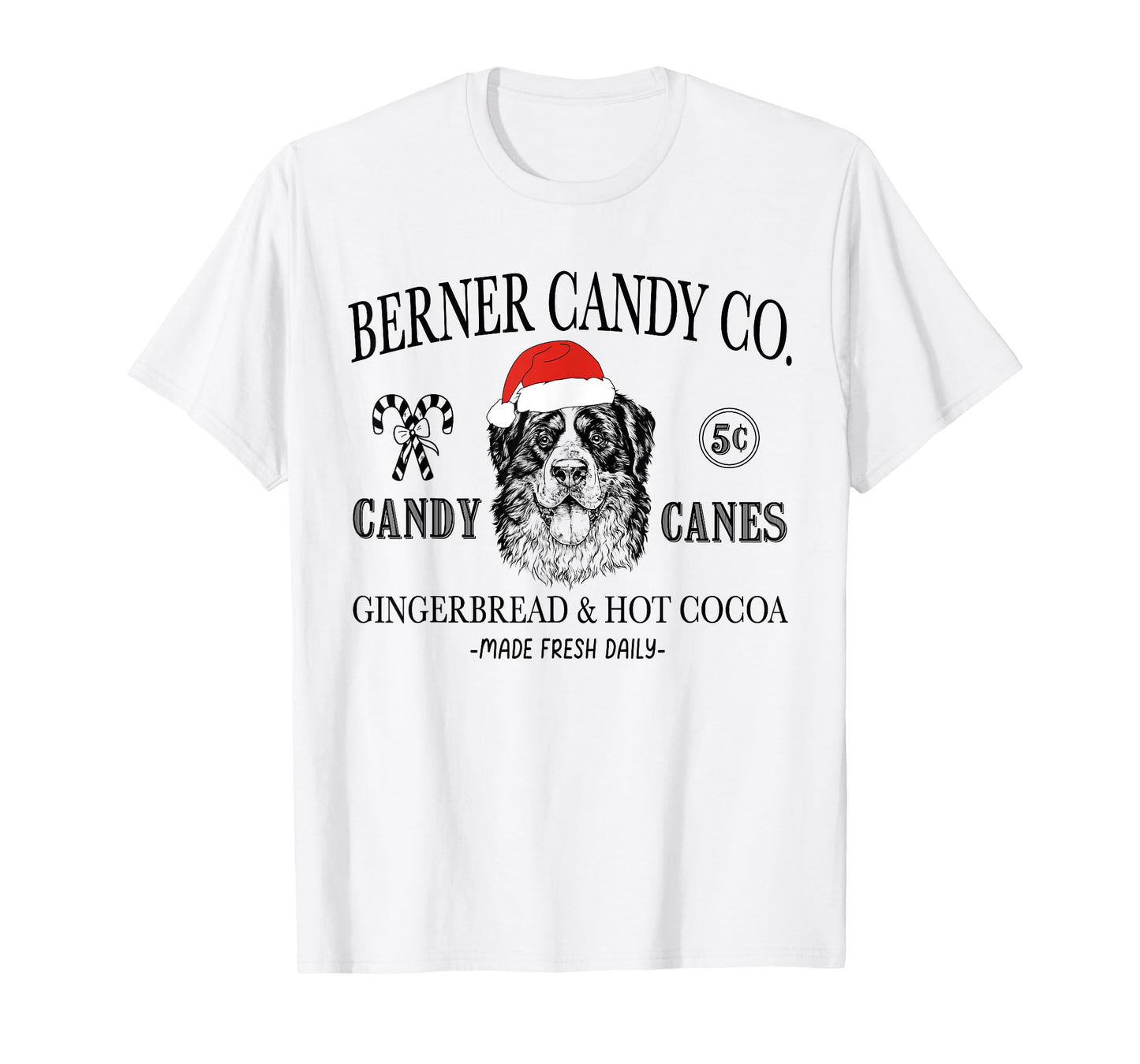 Funny Santa Bernese Mountain Dog Christmas Vintage Holiday T-Shirt