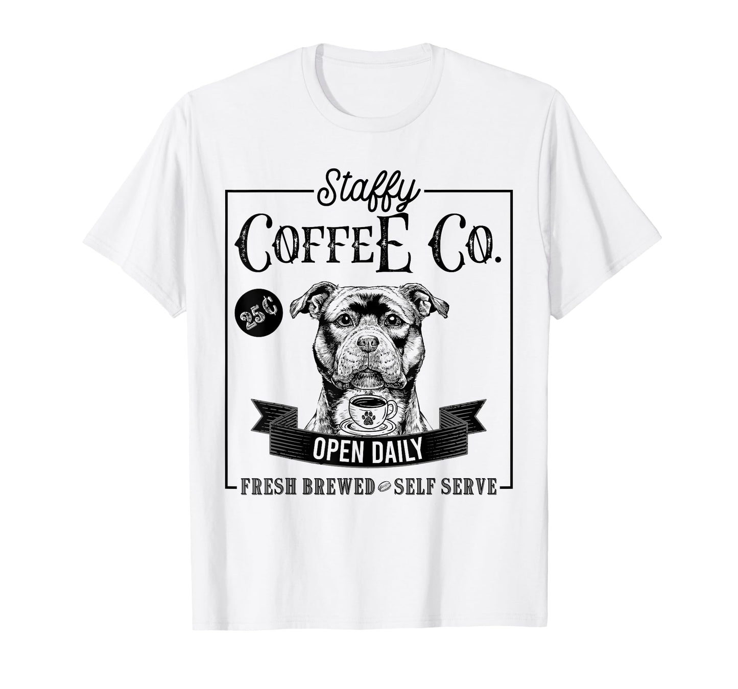 Retro Staffordshire Bull Terrier Funny Dog Mom Coffee Lover T-Shirt