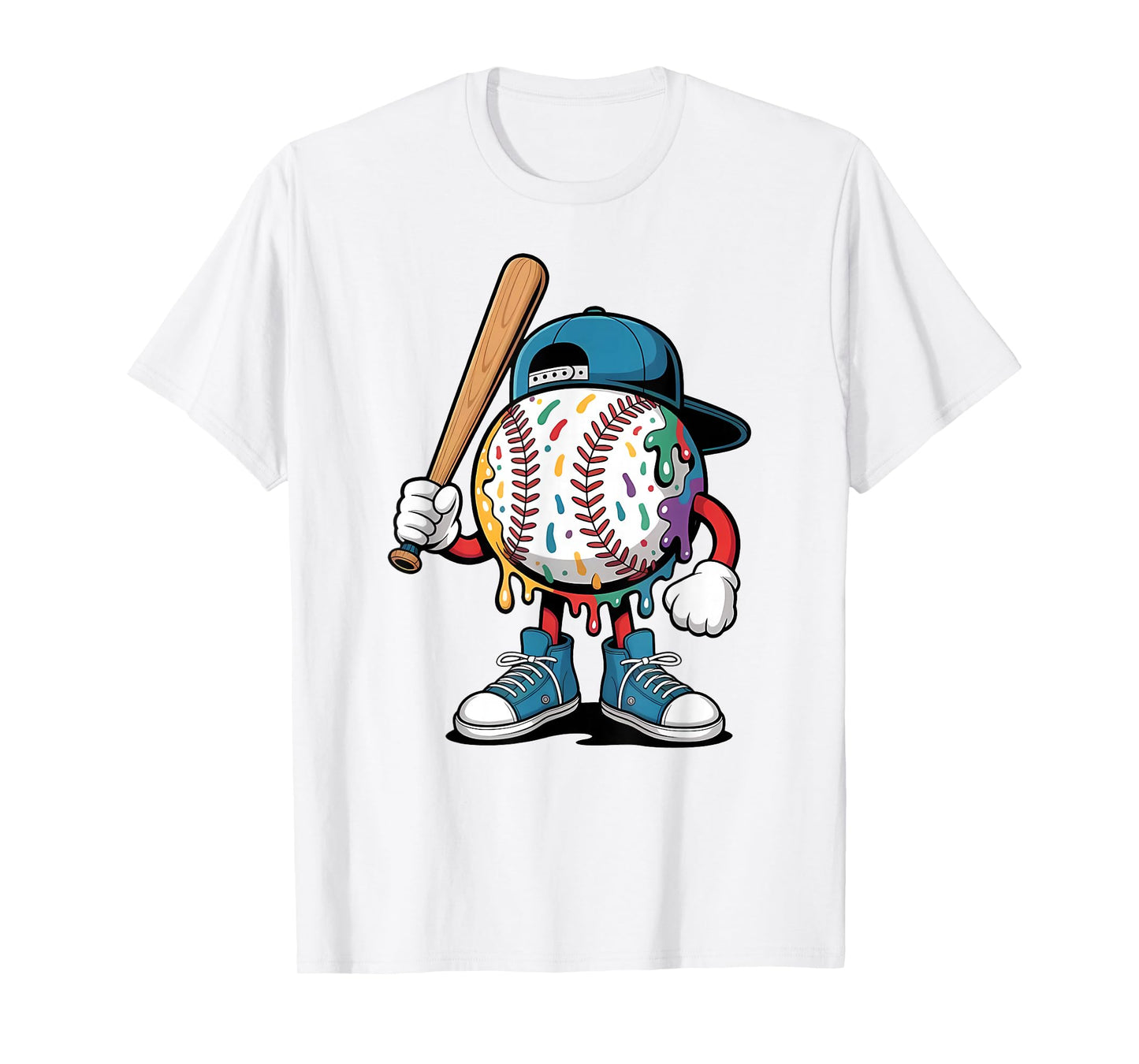Baseball Drip for Boys Ice Cream Drip Youth Boys Baseball T-Shirt