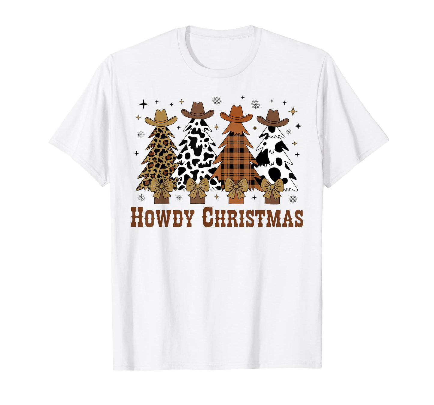 Howdy Christmas Tree Cowboy Hat Funny Western Country Xmas T-Shirt