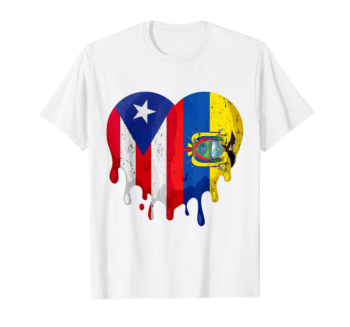Puerto Rico Ecuador Flag Heart Citizen Grown Patriot Country T-Shirt