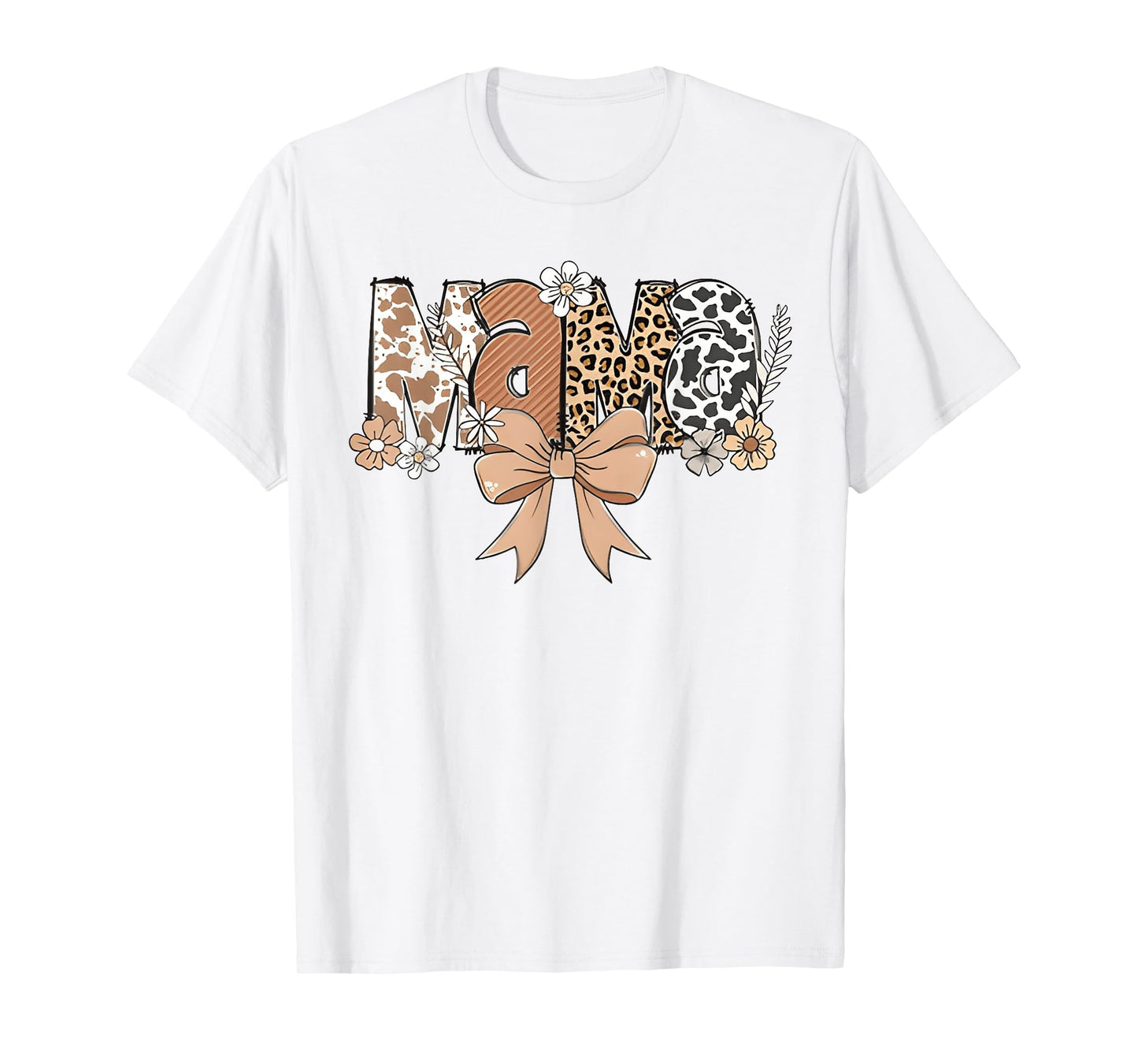 Retro Mama Coquette Bows Leopard Mom Mother's Day T-Shirt