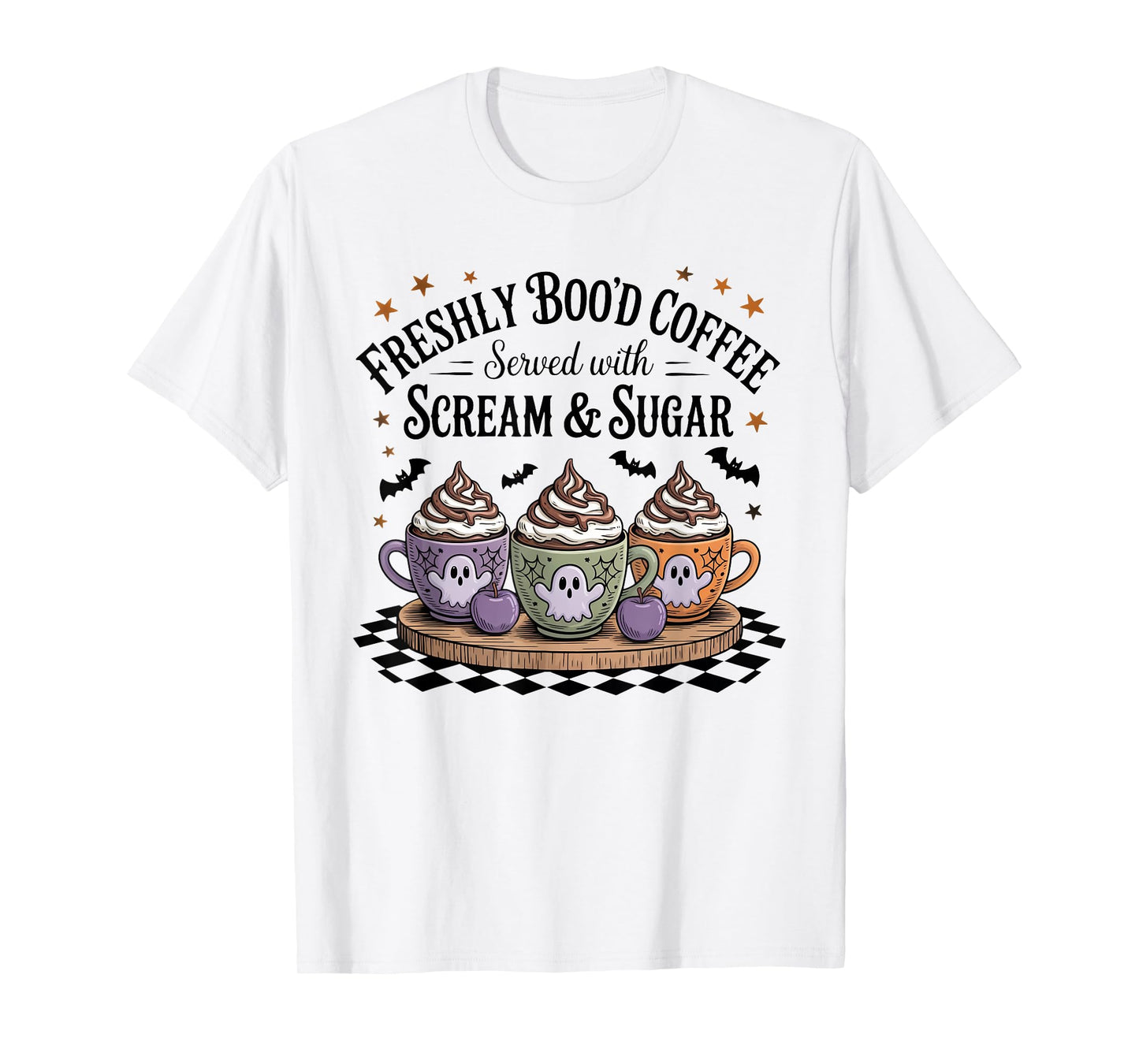 Retro Freshly Boo'd Coffee Lovers Boujee Ghost Halloween T-Shirt