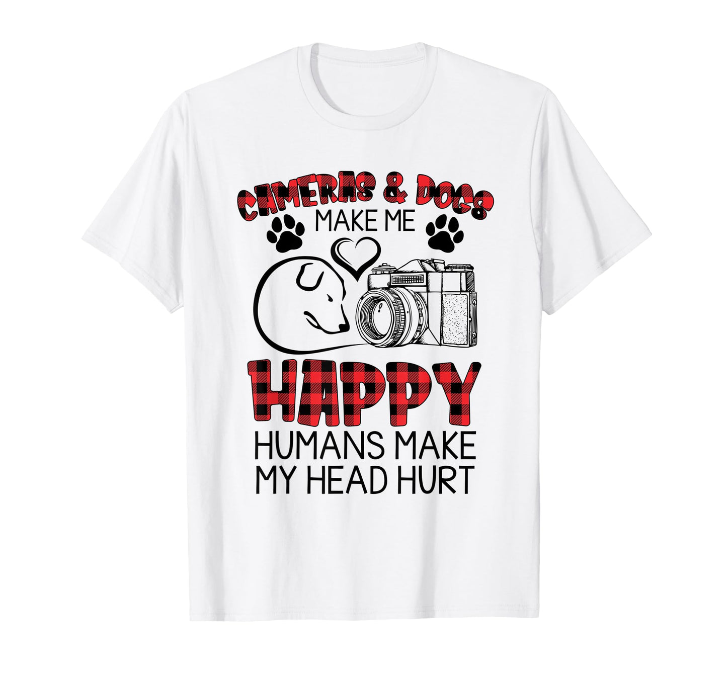 Cameras And Dogs Make Me Happy Funny Photographers Shirt