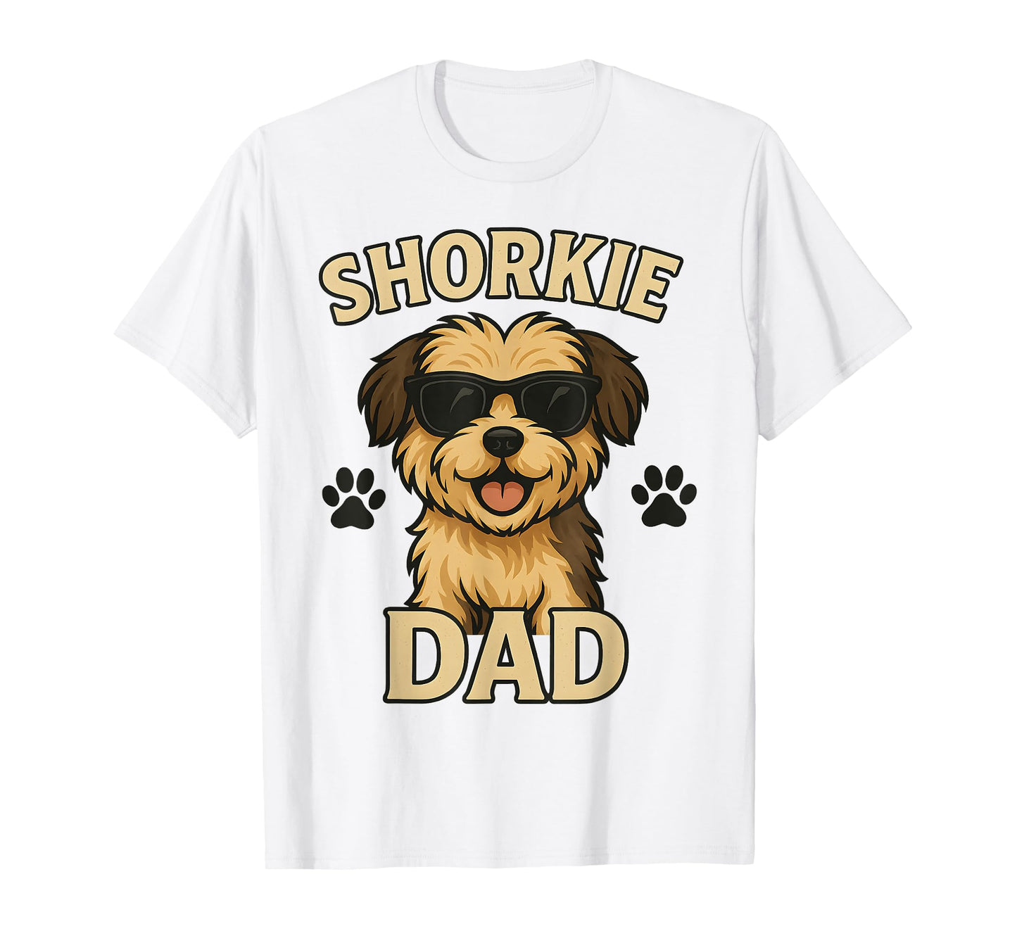 Cool Cute Kawaii Shorkie Dad Father's Day Puppy Dog Cartoon Men Women Kids T-Shirt