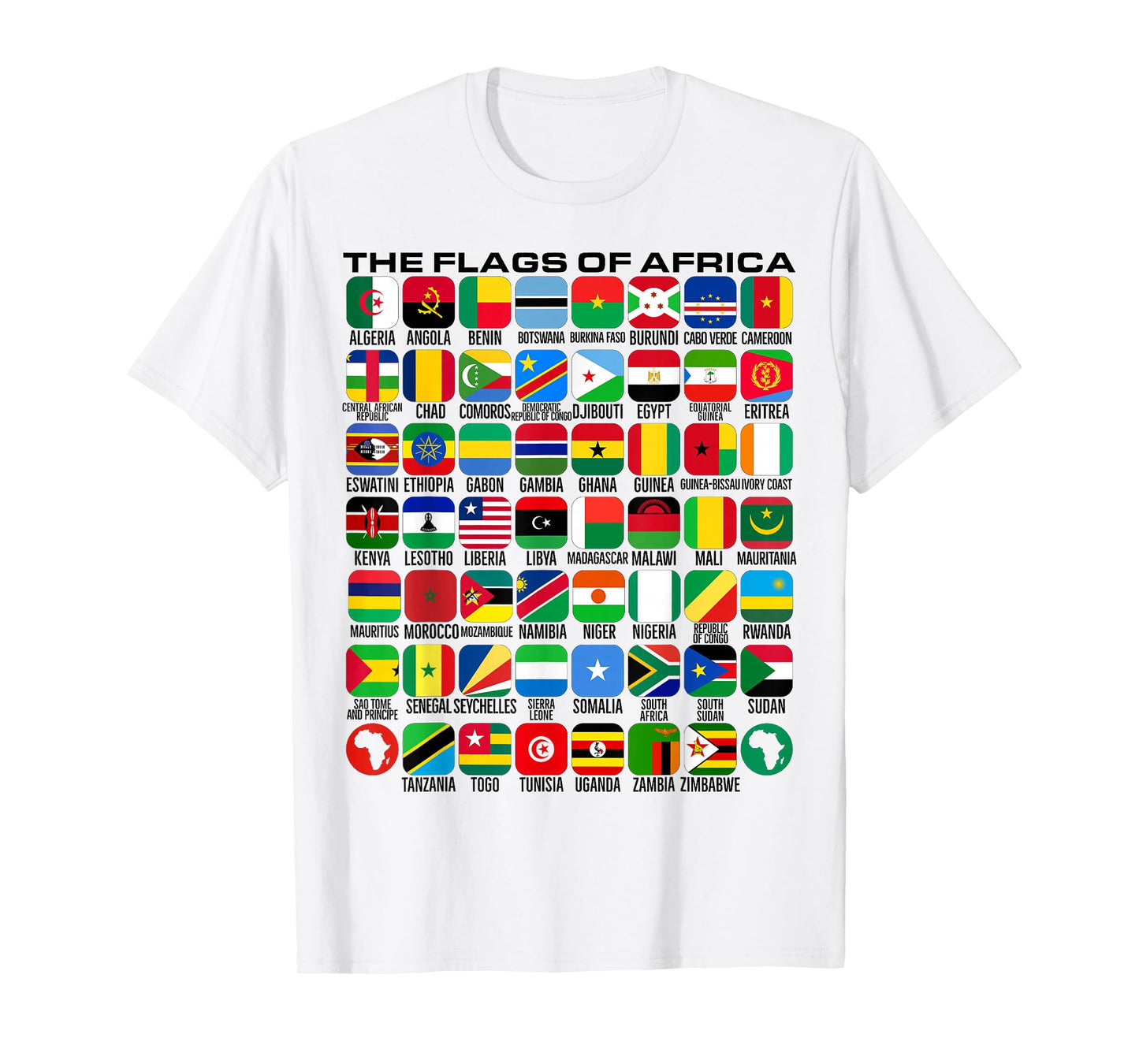 Flags of the Countries of Africa 54 Flag African Geography T-Shirt