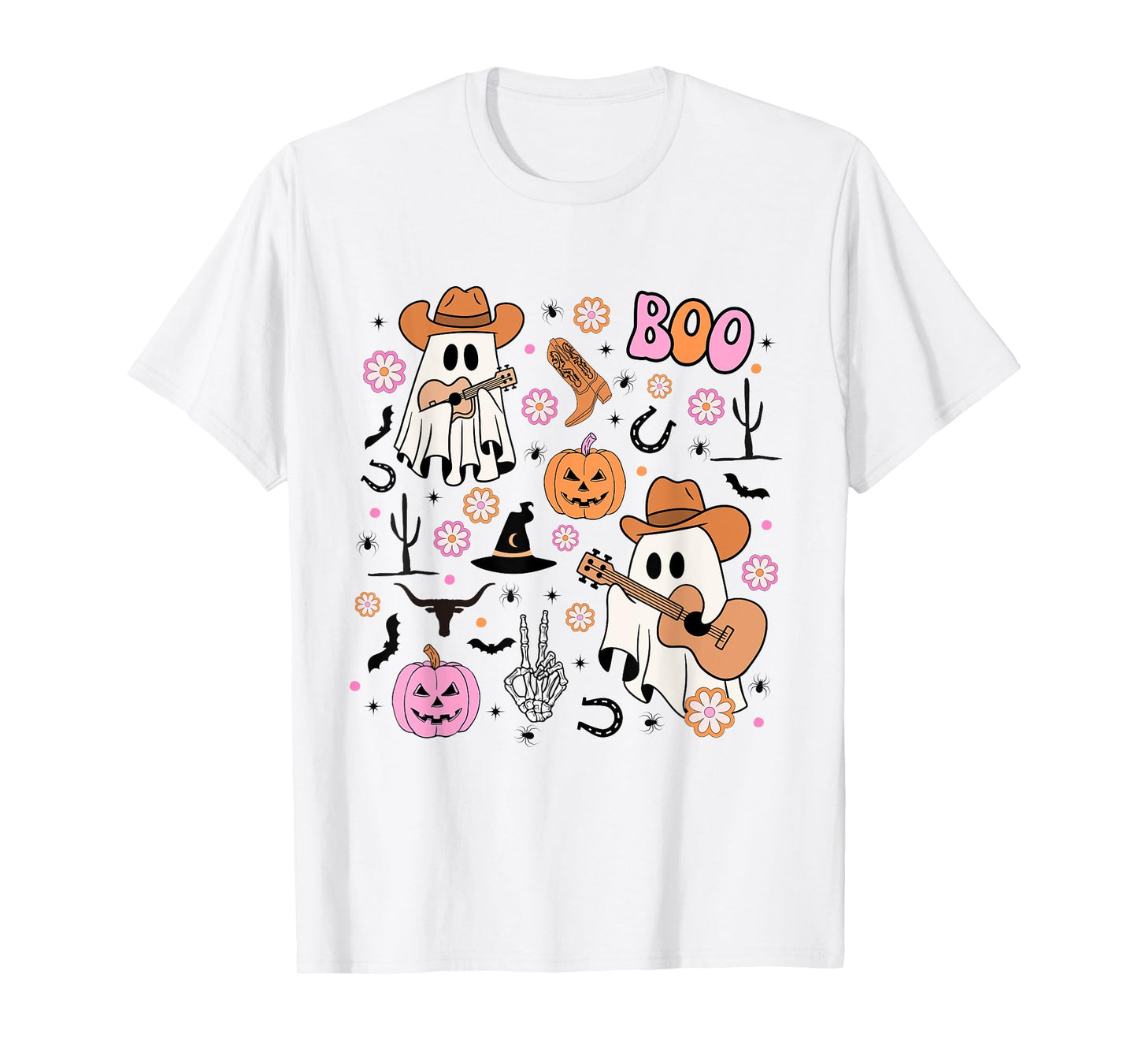 Spooky Ghost Cowboy Cute Halloween Boo Western Retro Pastel T-Shirt