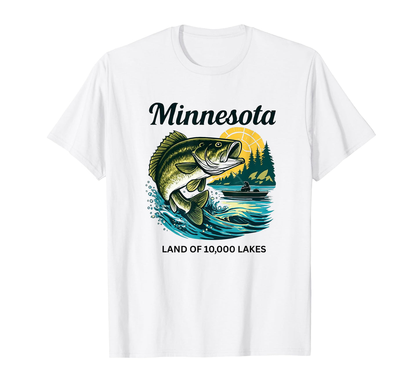 Minnesota Bass Fishing Lake Home Land Of 10,000 Lakes T-Shirt