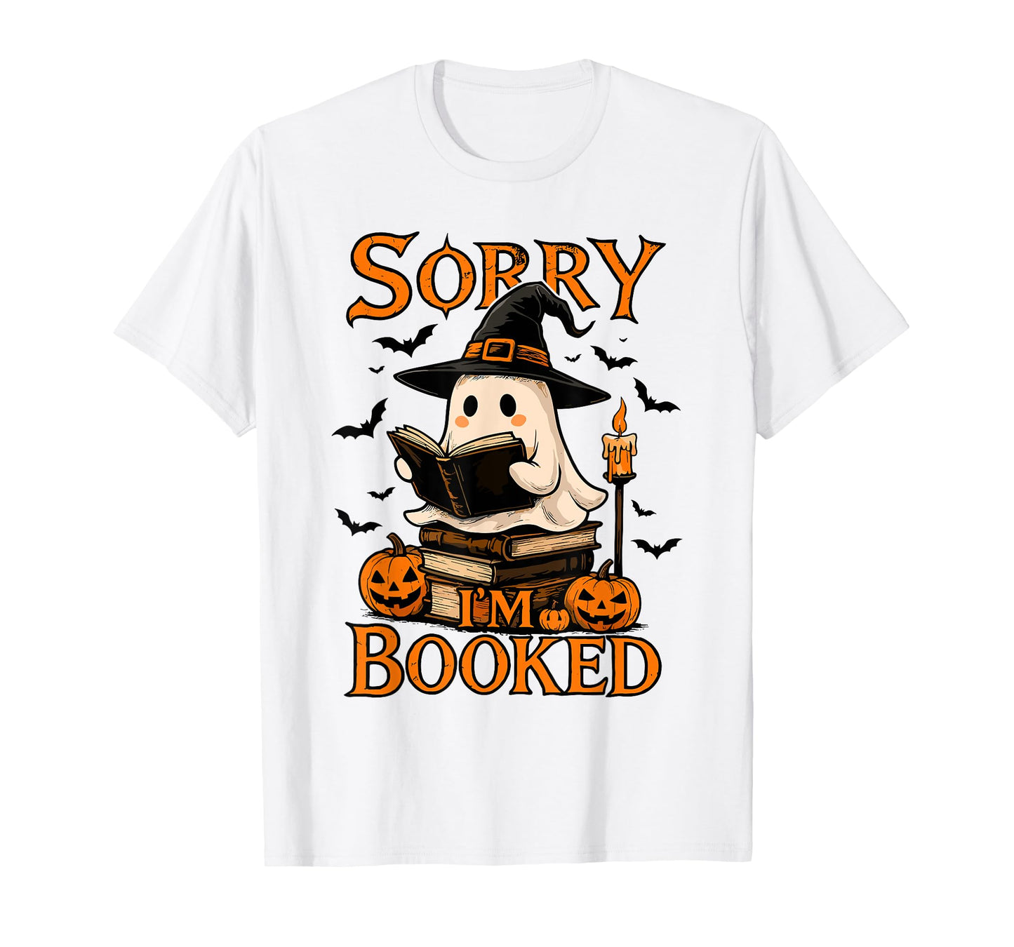 Sorry I'm Booked Witch Ghost Reading Book Halloween Ghost T-Shirt