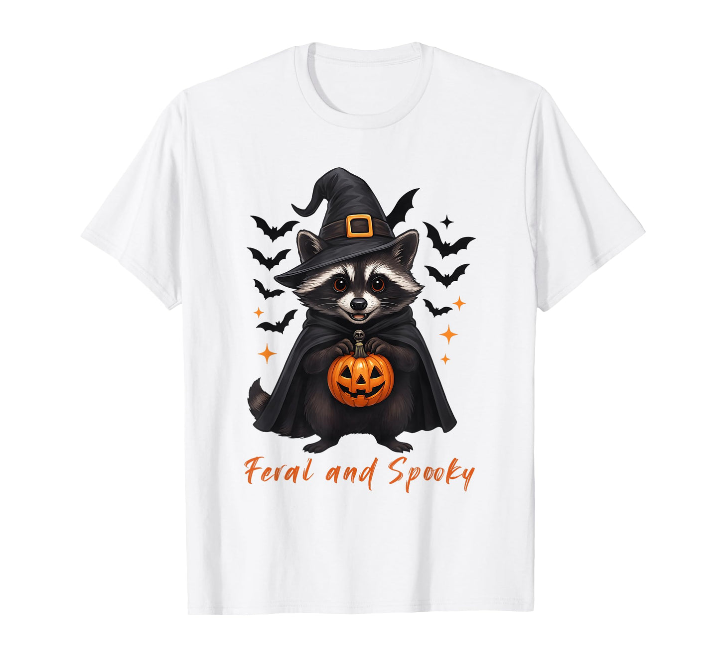 Funny Spooky and Feral Raccoon Halloween Women Kids Men T-Shirt