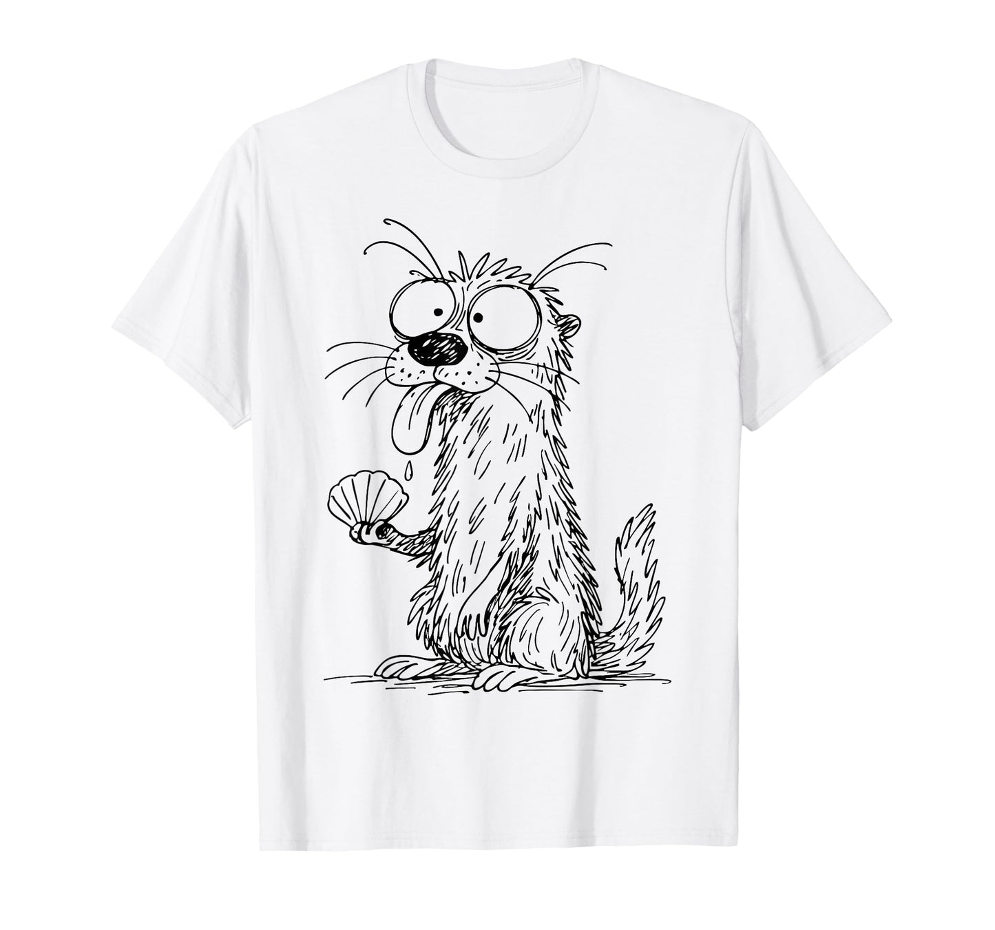 Sea Otter Abstract Art Portrait Drawing Whimsical Funny T-Shirt