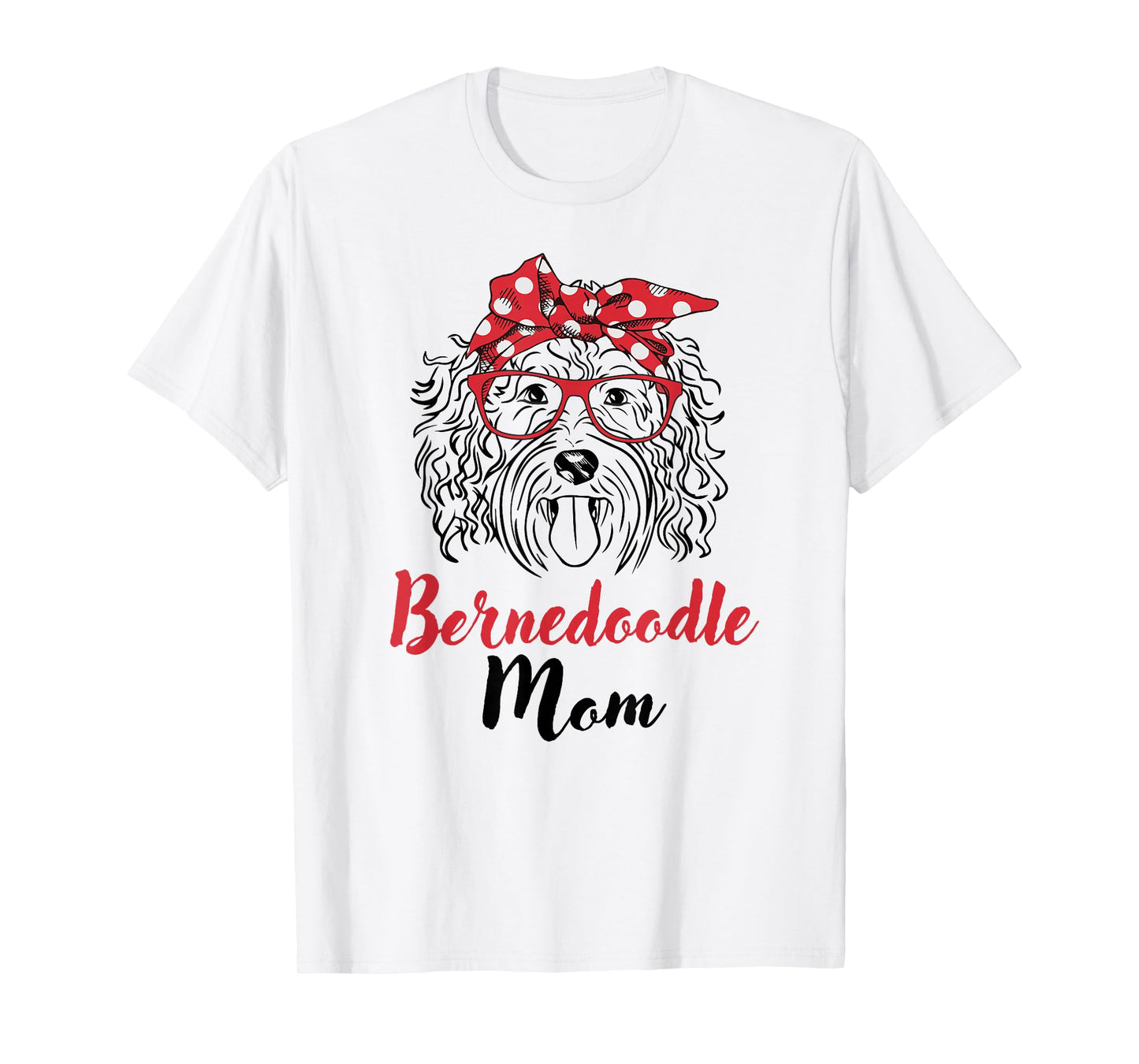 Cute Womens Girls Red Bandana Bernedoodle Mom Dog Lover T-Shirt