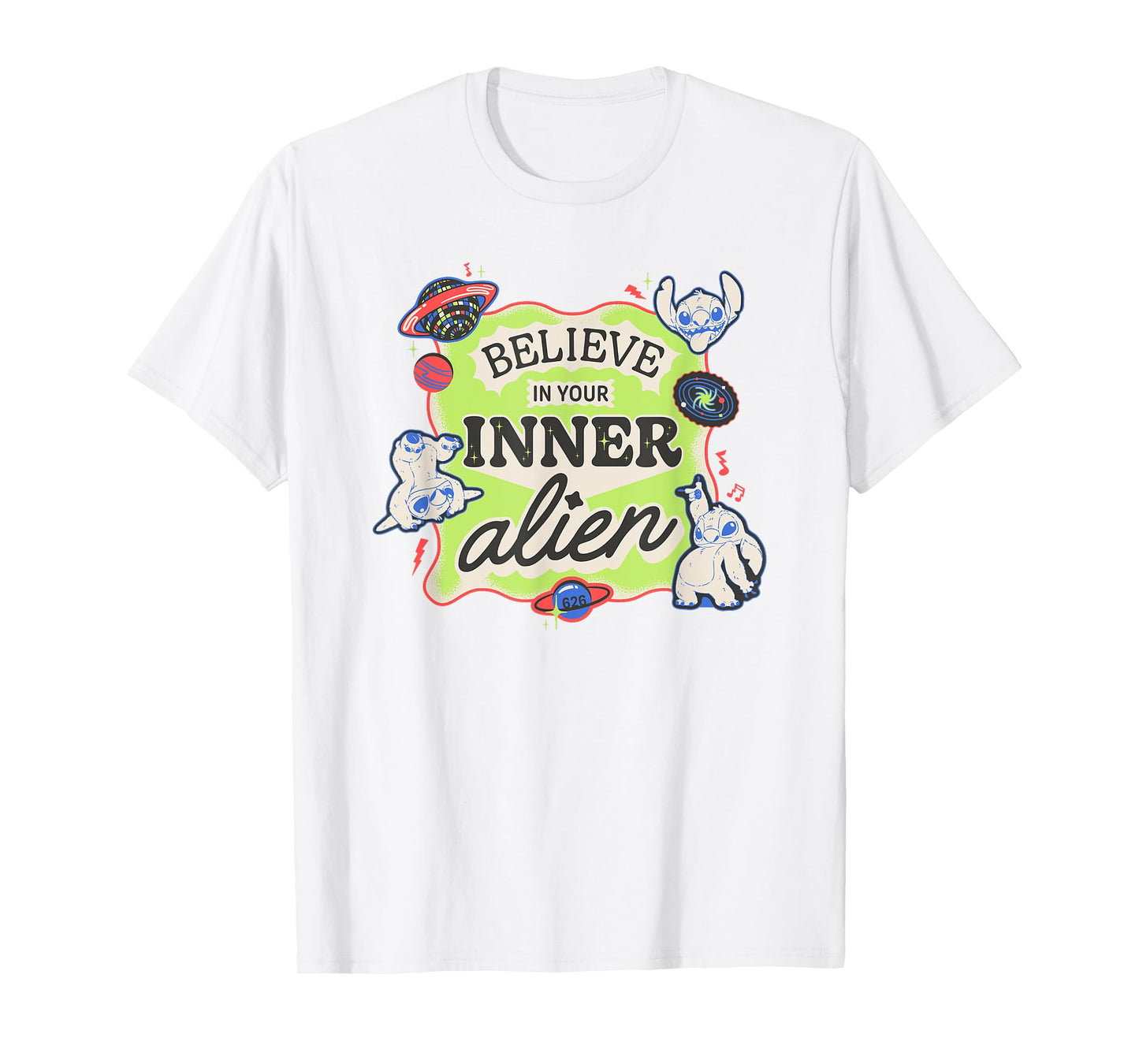 Disney Lilo & Stitch Believe In Your Inner Alien Retro Logo T-Shirt