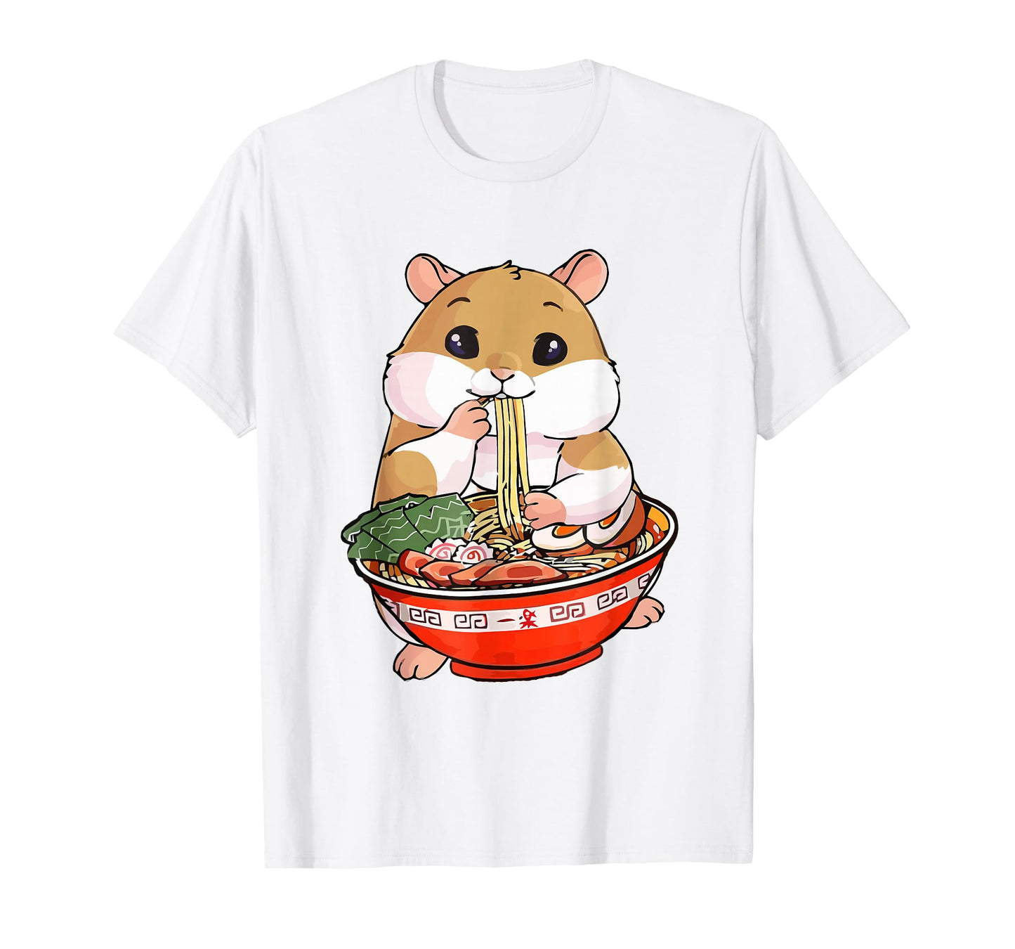 Kawaii Hamster Eating Ramen Noodles Anime T-Shirt
