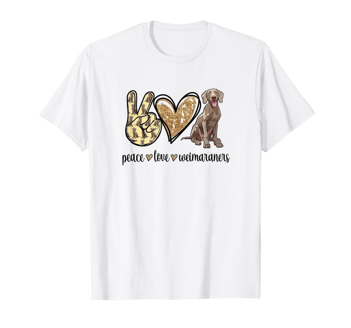 Womens Girls Owners Cute Peace Love Weimaraner Lover T-Shirt