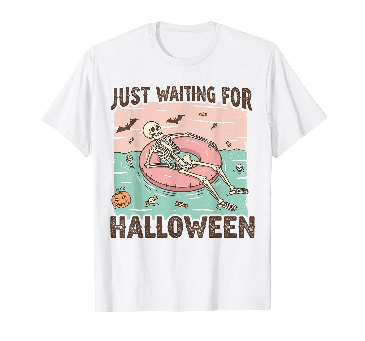 Spooky Summer Skeleton Just Waiting For Halloween T-Shirt