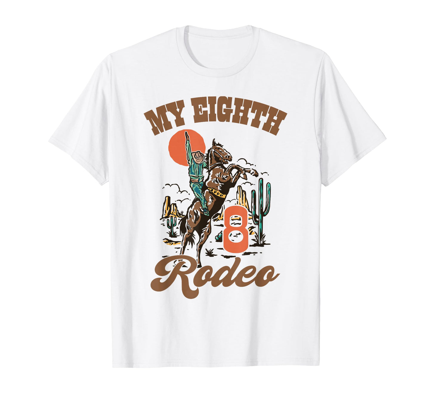 My Eight Rodeo Retro Western 8th Birthday Country Cowboy T-Shirt