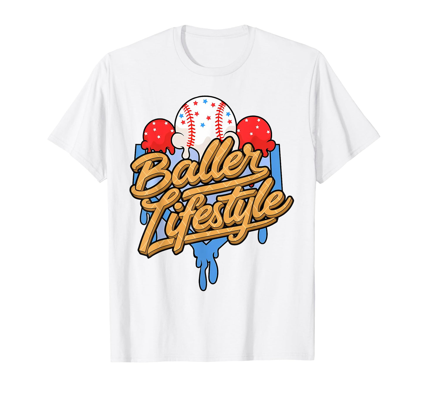 Baller Lifestyle Home Plate Ice Cream Drip Men Boys Kids T-Shirt