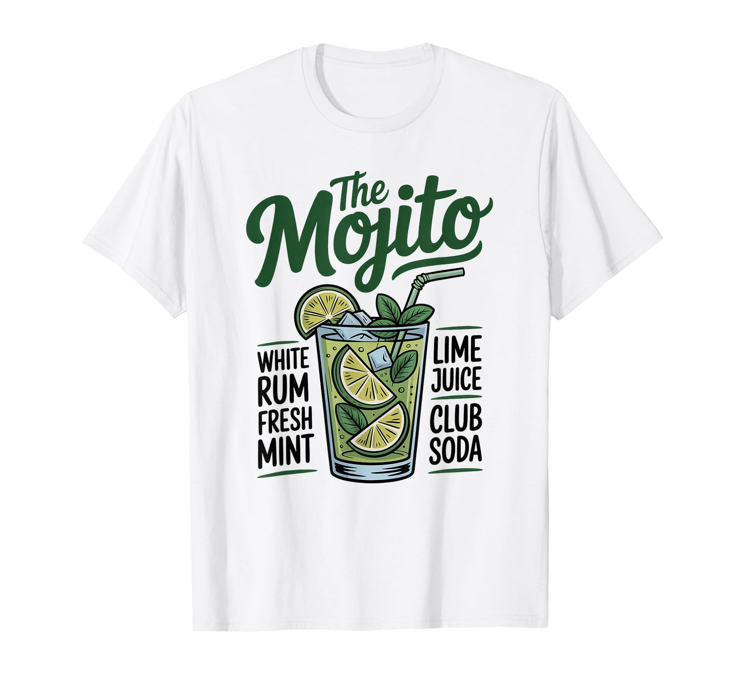Mojito Cocktail Recipe Graphic Tee Lime Mint Rum Soda T-Shirt