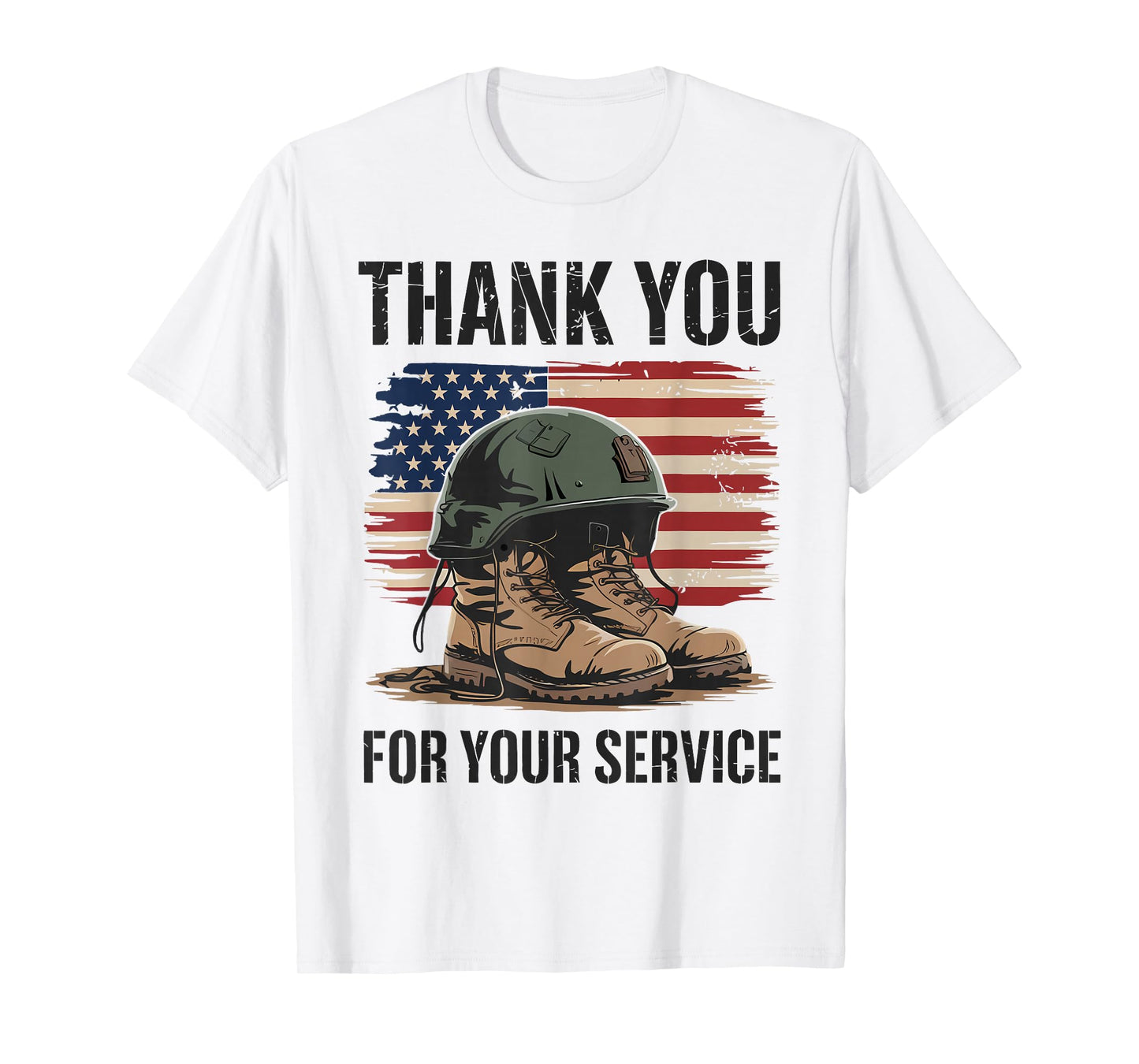 Patriotic American Flag Thank You Veterans Men Women Kids T-Shirt