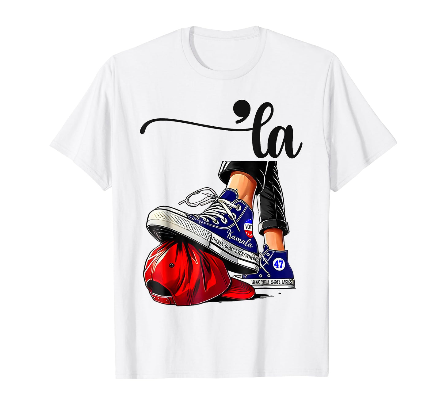 Kamala Harris High Heels Stepping On Red MAGA Hat T-Shirt