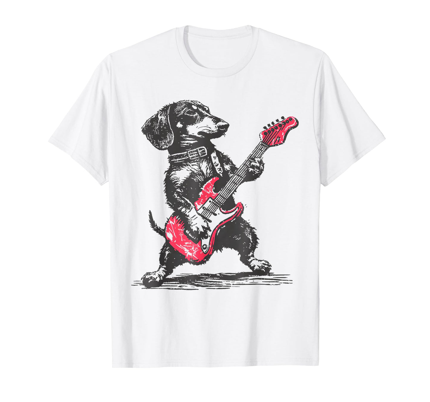 Vintage Dachshund Playing Guitar Weenie Rock and Roll T-Shirt