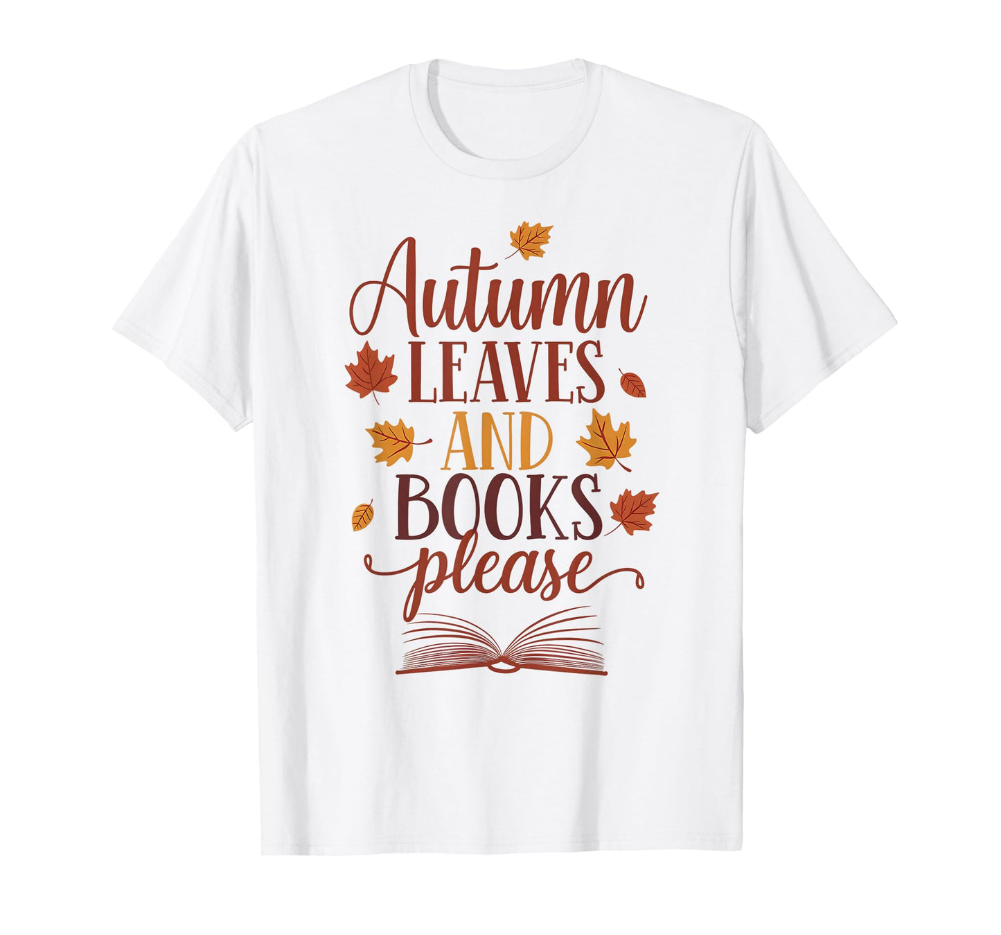 Autumn Leaves and Books Please - Cozy Vintage Fall Design T-Shirt