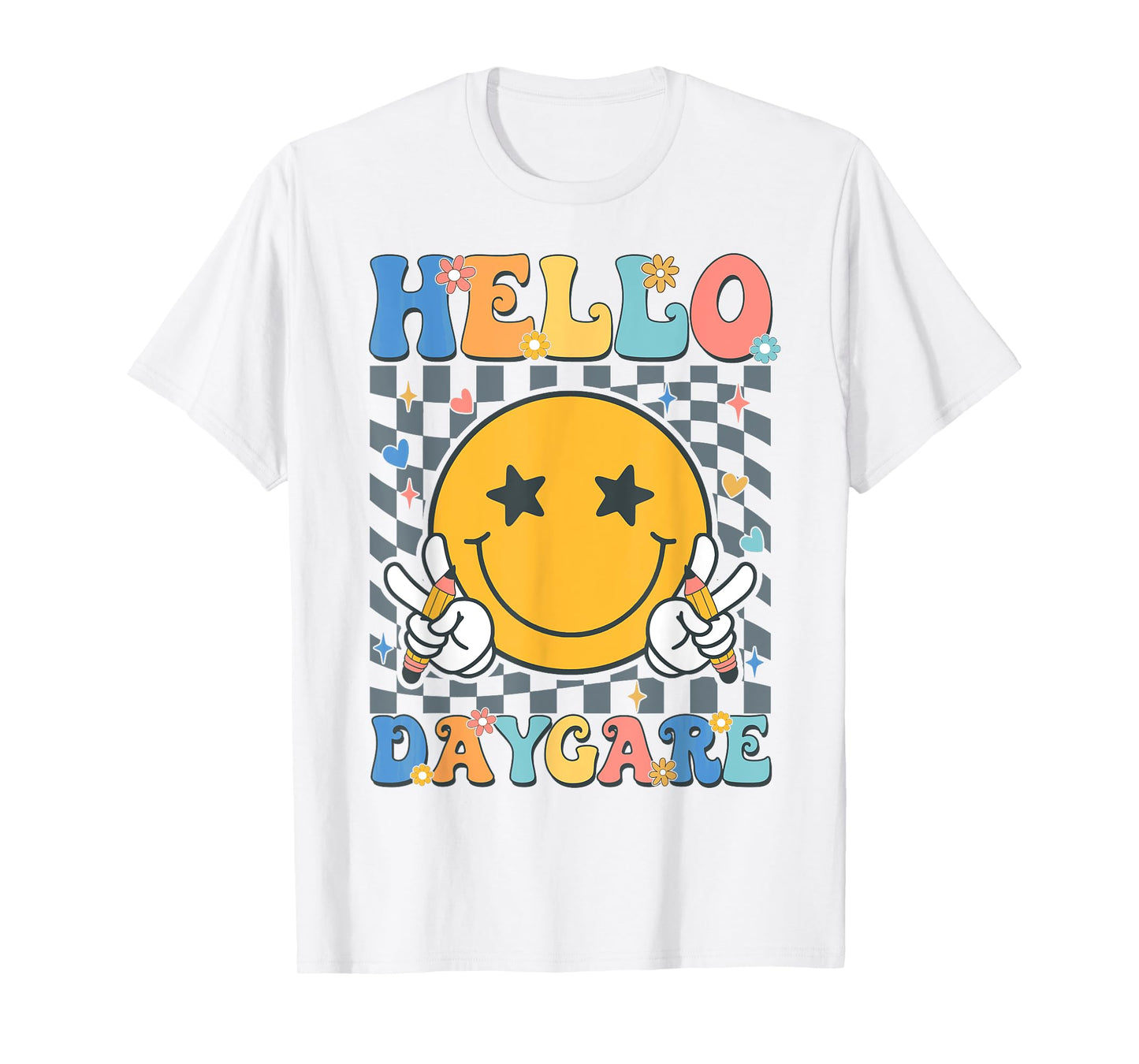Hello Daycare Team Groovy Back To School Daycare Teacher Kid T-Shirt