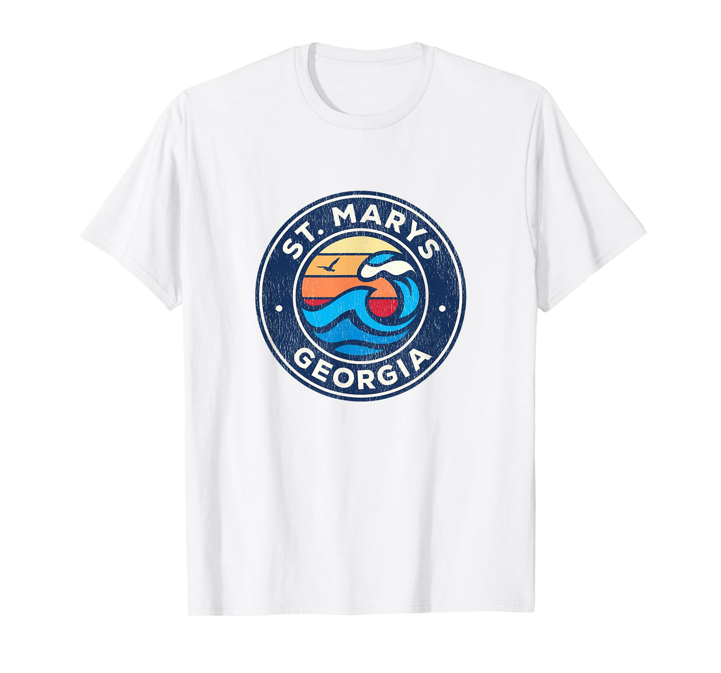 St. Marys Georgia GA Vintage Nautical Waves Design T-Shirt