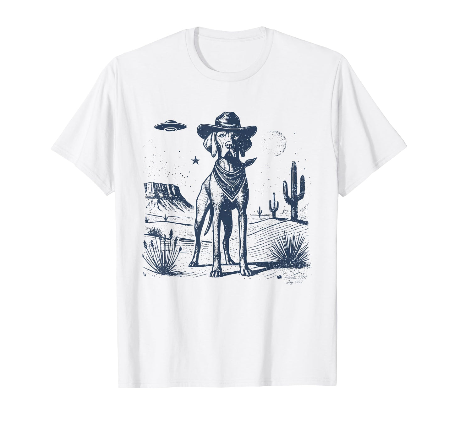 Vizsla Vintage Cowboy Hat Funny Dog Mom Retro Pet Dad T-Shirt