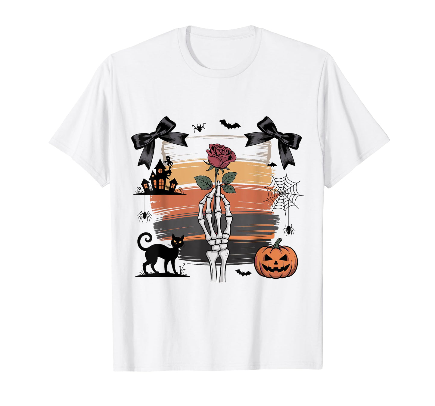 Vintage Halloween Ghost Flirty Fall Pumpkin Brush Stroke T-Shirt