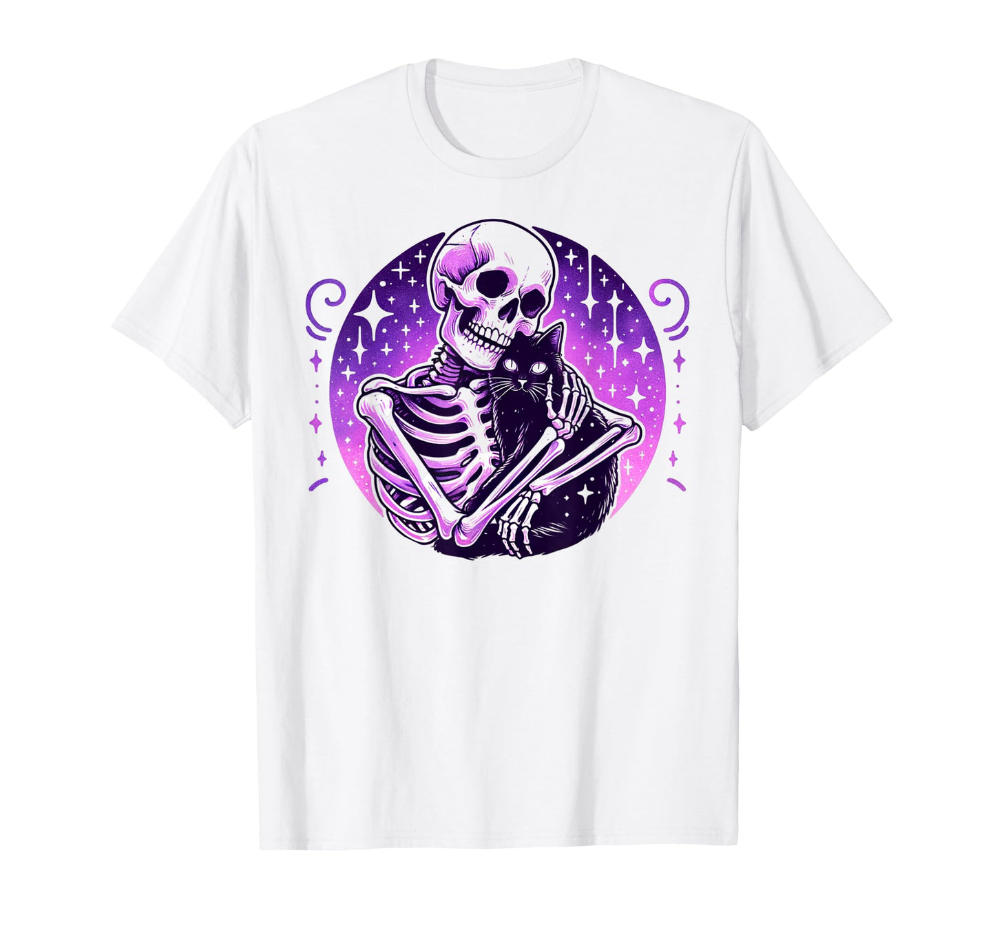 Skeleton Cute Cat Skull Kitty Goth Halloween Women T-Shirt