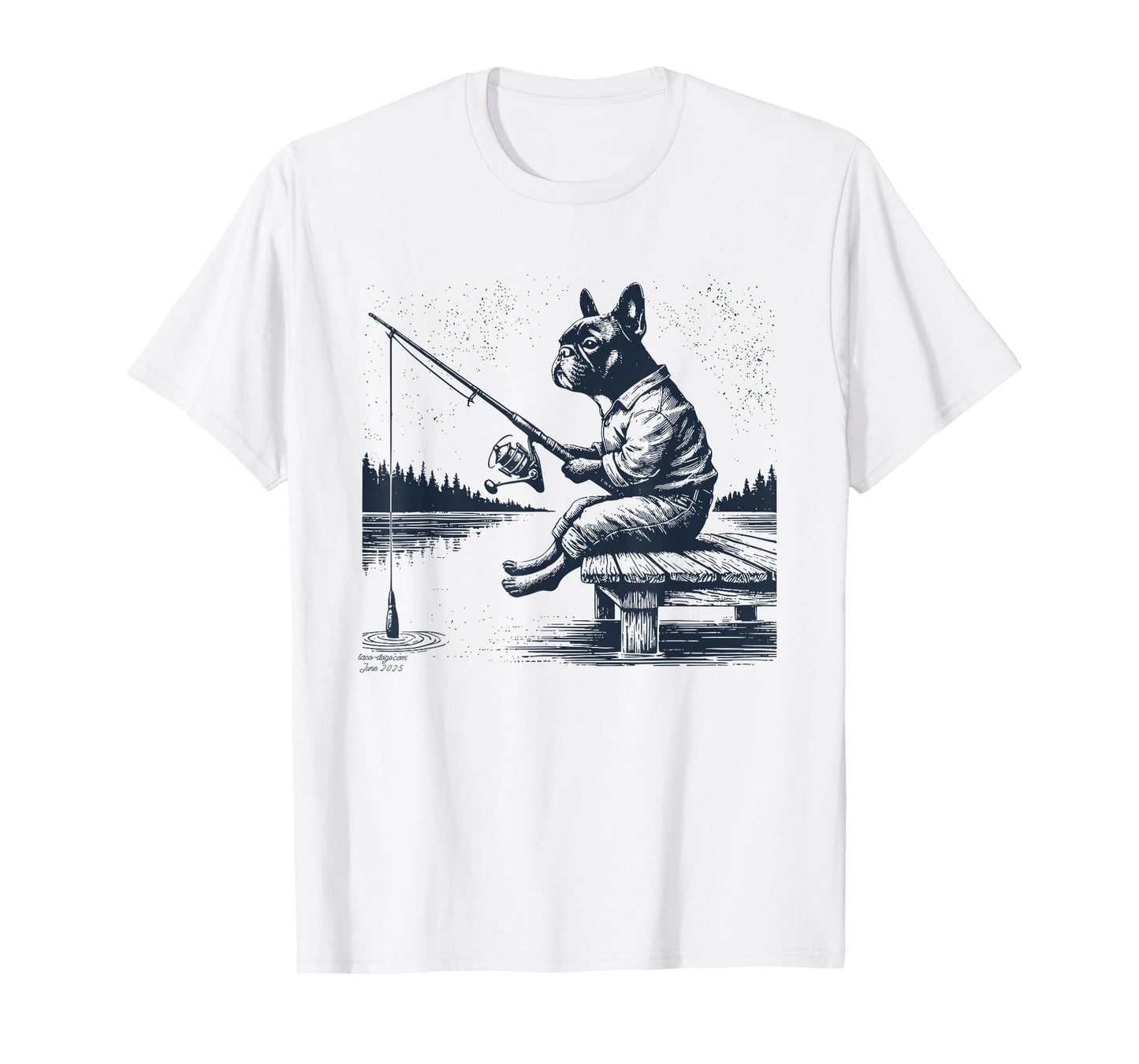 French Bulldog Frenchie Fishing Funny Fish Dog Mom Pet Dad T-Shirt