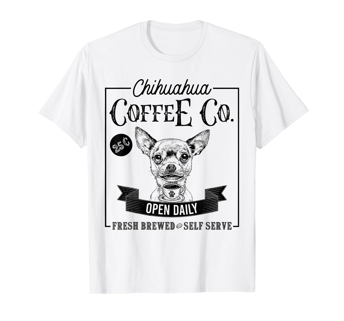 Retro Chihuahua Coffee Funny Dog Mom Coffee Lover Men Women Kids T-Shirt