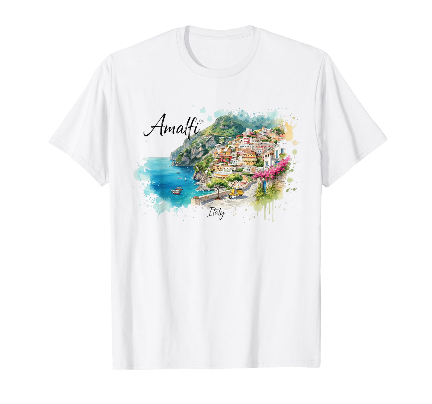 Amalfi Coast Watercolor Art Italy Travel Souvenir T-Shirt