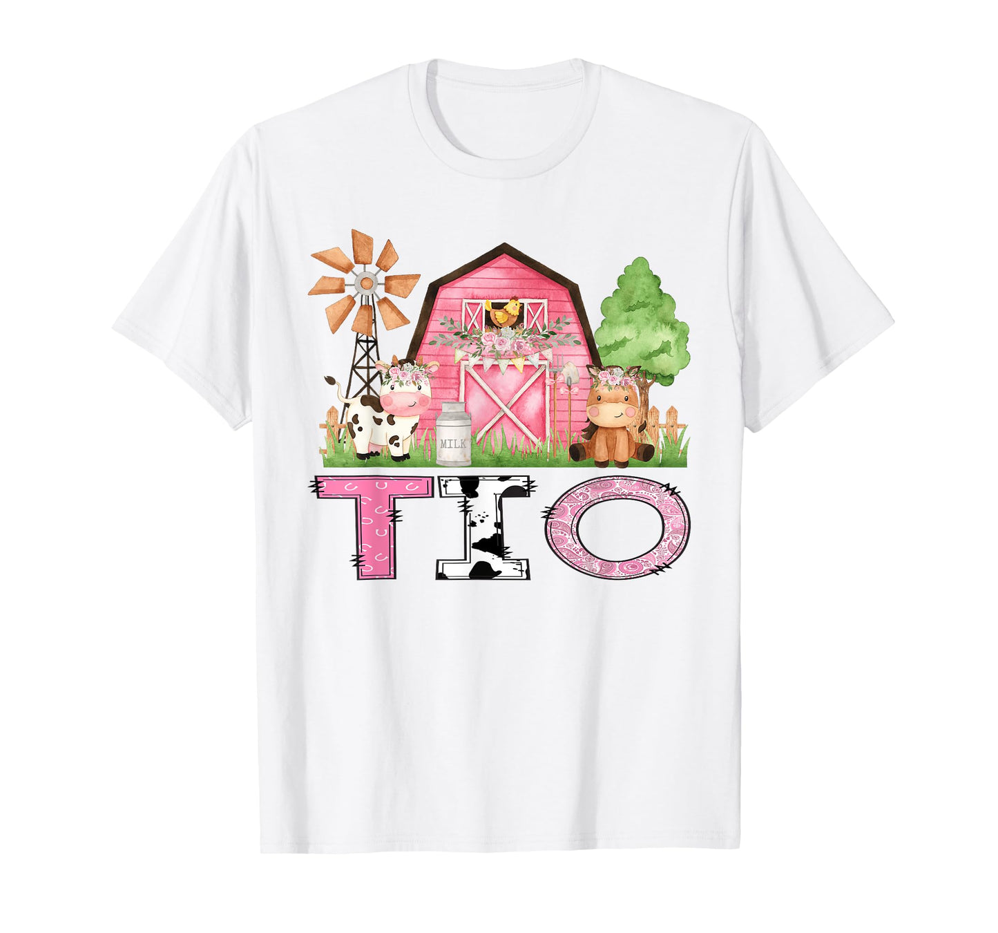 Tio Pink Farm Animal Birthday Kids Matching Family T-Shirt