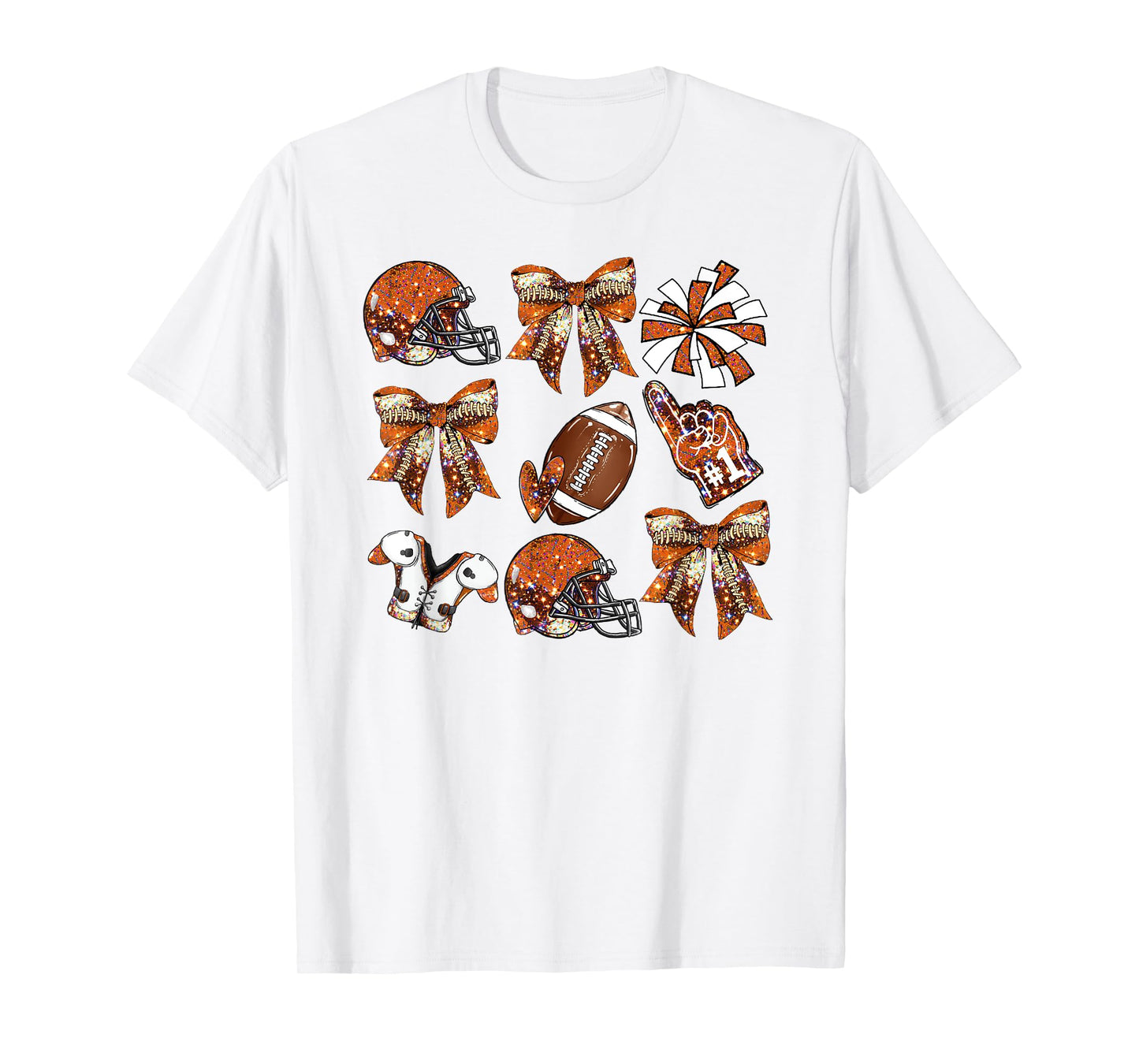 Orange Coquette Bow Football Game Day Women Girls Kids T-Shirt
