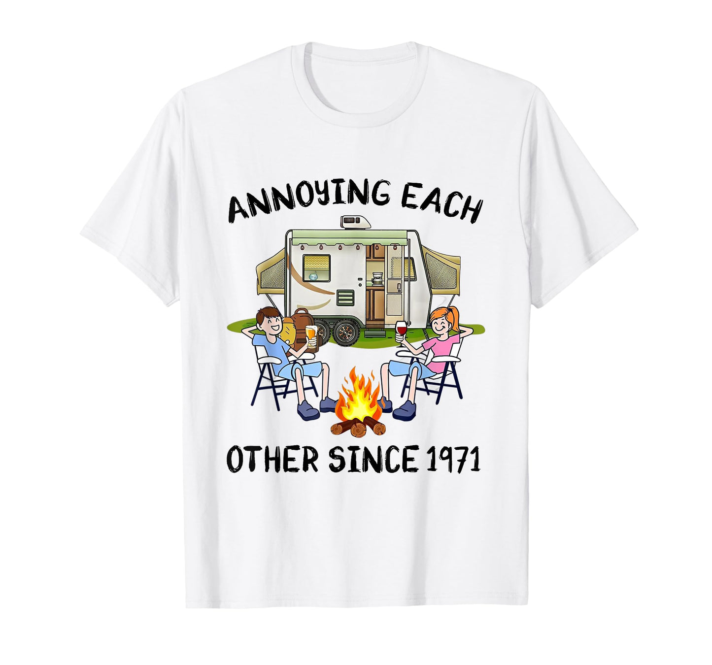 Annoying Each Other Since 1971 RV Van Campfire Couple T-Shirt