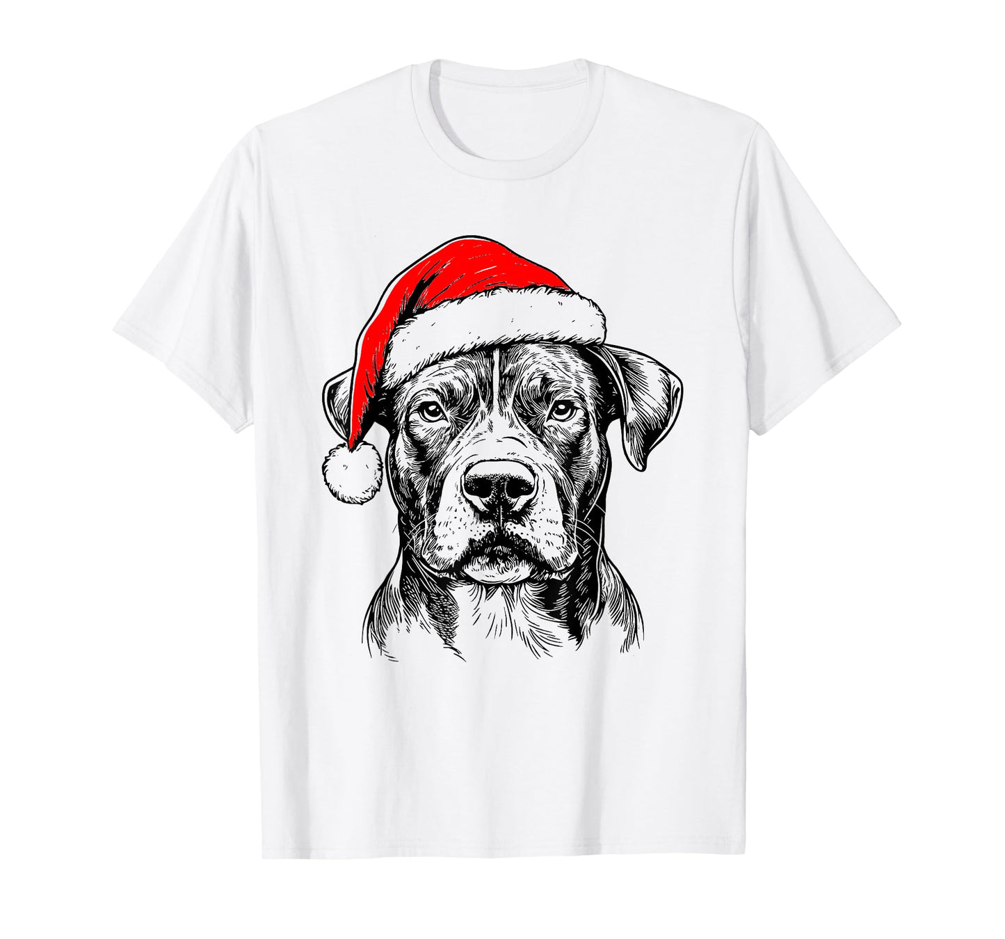 Pitbull with Santa Hat Christmas Dog Lover T-Shirt