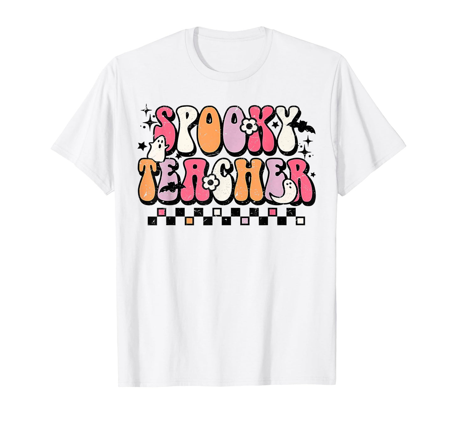 Funny Spooky Season Retro Spooky Teacher Halloween Costume T-Shirt