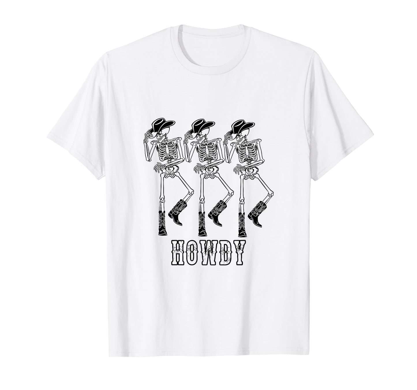Retro Howdy Skeleton Cowgirl Dancing Cowboy Boots Horse T-Shirt