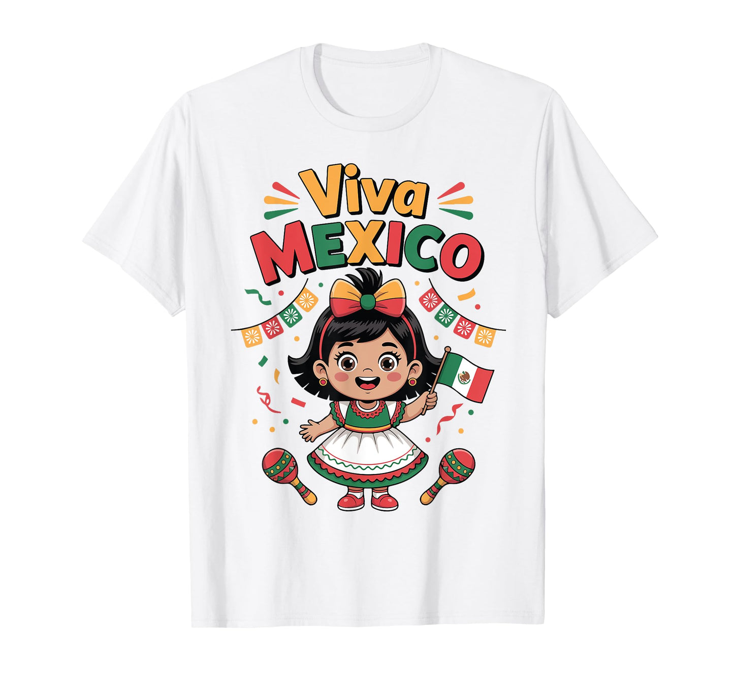 Viva Mexico Shirt Toddler Girl Mexican Flag Independence Day T-Shirt