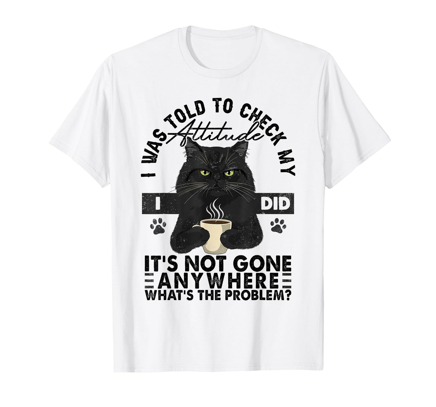 Grumpy Black Cat I Was Told To Check My Attitude Funny Cat T-Shirt