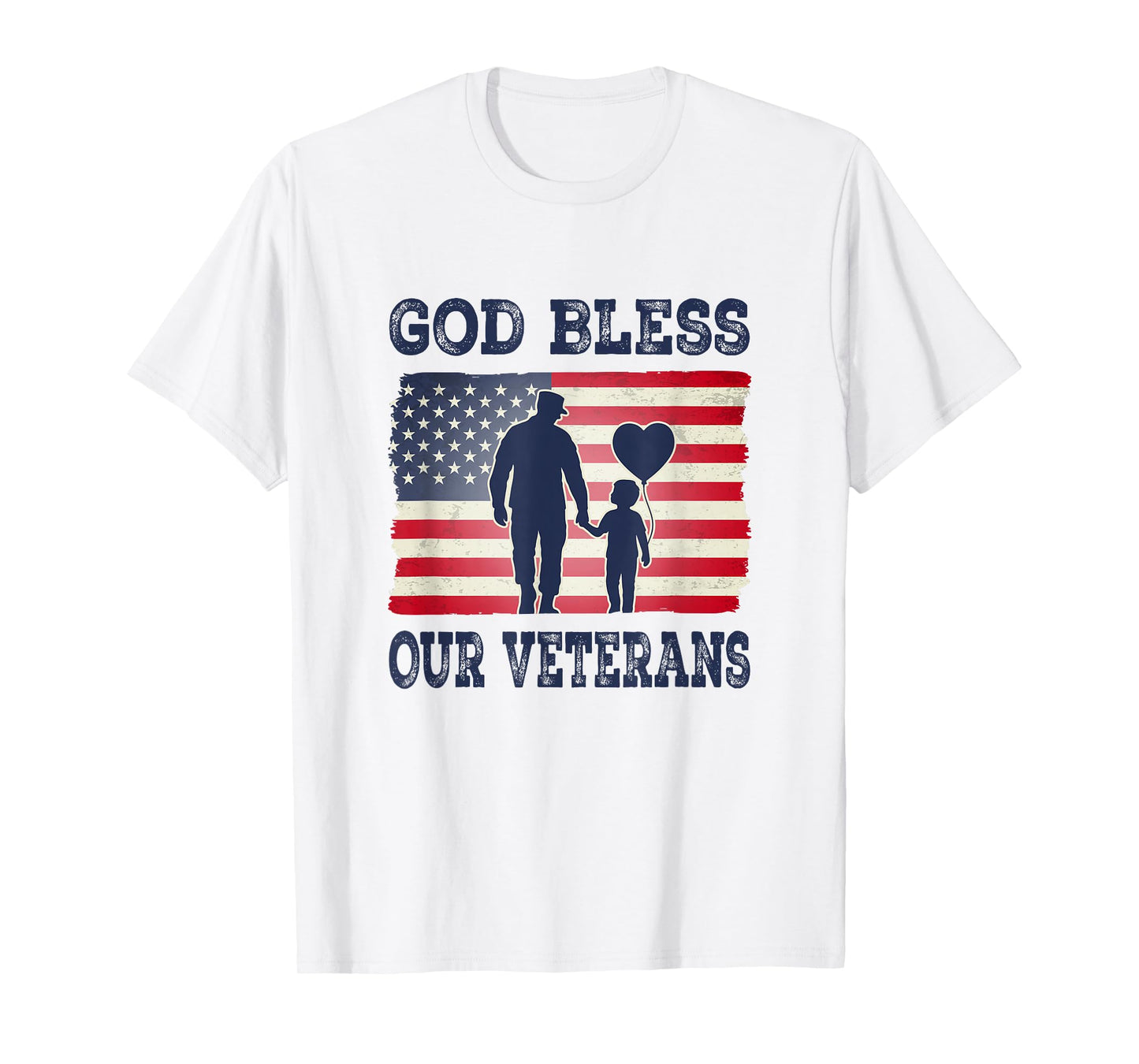 God Bless Our Veterans Soldier Dad Heart Balloon T-Shirt