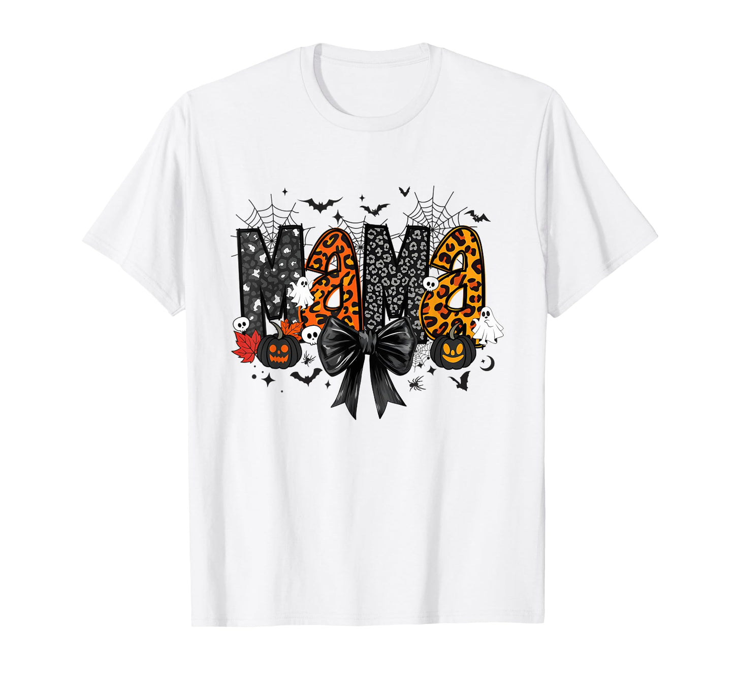 Mama Leopard Halloween Pumpkin Ghost For Mom Women T-Shirt
